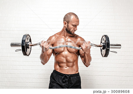 Strong man with weight bar 30089608
