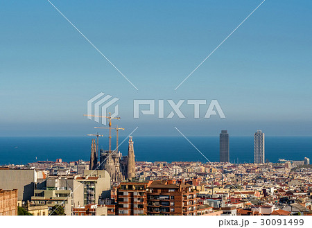 Barcelona cityscape overlook 30091499