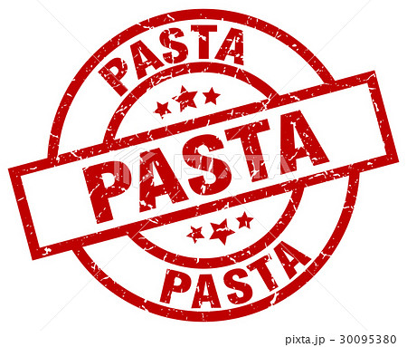 pasta round red grunge stamp 30095380
