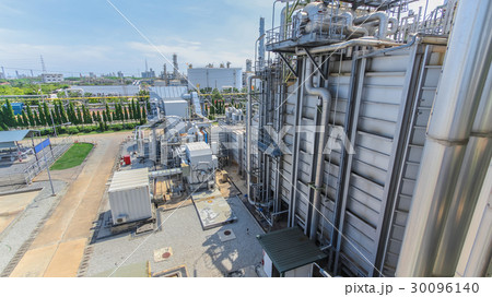 Gas turbine electrical power plant with blue sky 30096140