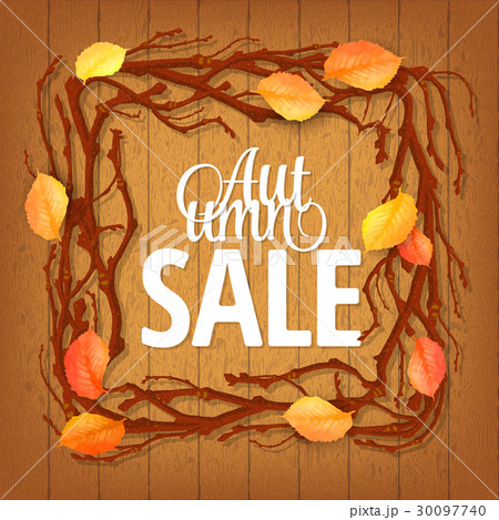 Hello Autumn Background. Bright autumn branch and 30097740