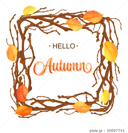 Hello Autumn Background. Bright autumn branch and 30097741