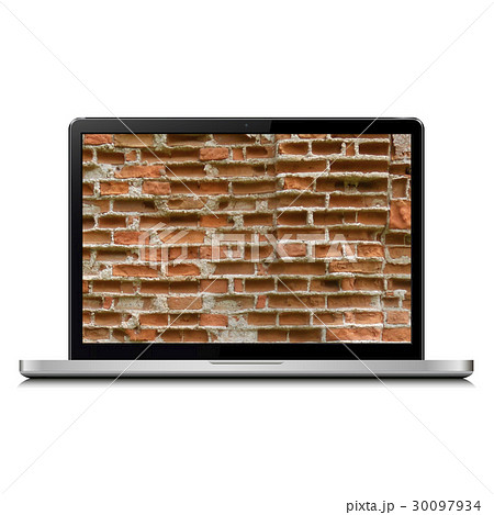 Laptop with brick wall. Firewall concept. Laptop with brick wall. Firewall concept. 30097934