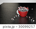 Metal cubes fill a red cup 3D illustration 30099257