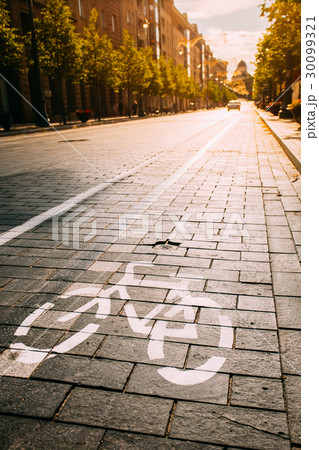 Bycycle Road Sign, Road Marking Of Bicycle Path 30099321