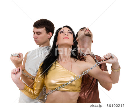 Disco dancer team dancing, isolated on white in Disco dancer team dancing, isolated on white in 30100215