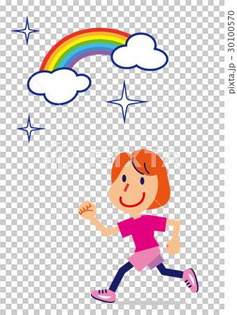跑步的婦女在雨以後上升 跑步的婦女在雨以後上升 30100570
