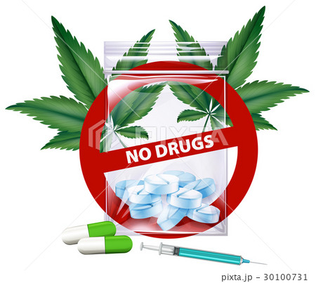 No drugs sign with marijuana leaves No drugs sign with marijuana leaves 30100731