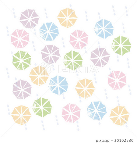 梅雨に花咲くカラフルな傘のイラスト素材