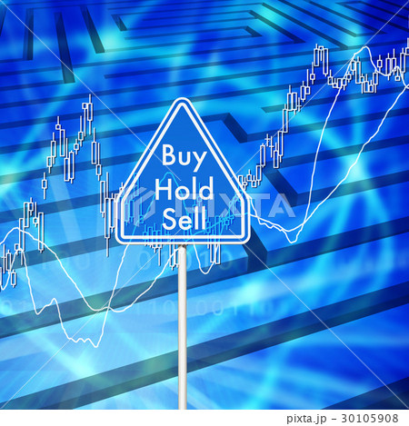 株式投資の相場の取り引きと道路標識のイラスト素材