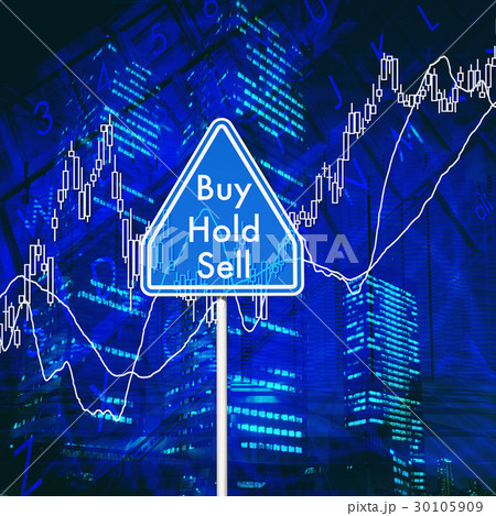 株式投資の相場の取り引きと道路標識のイラスト素材