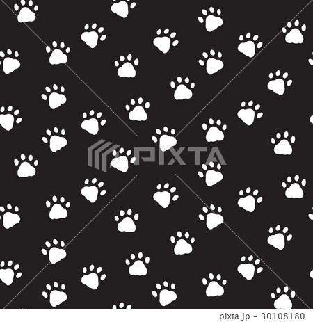 Seamless pattern with black and white cat paws 30108180