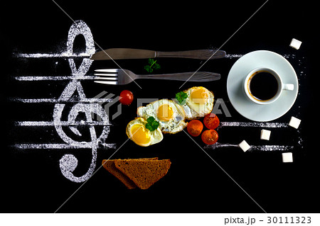 Breakfast concept as notes in music Breakfast concept as notes in music 30111323