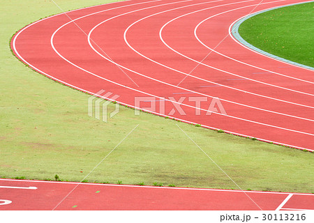 陸上競技場 トラックの写真素材