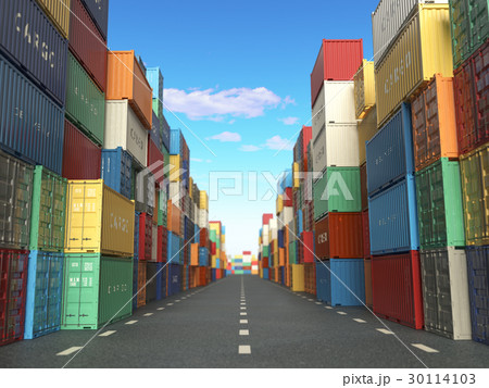 Cargo containers in shipping yard. Delivery Cargo containers in shipping yard. Delivery 30114103