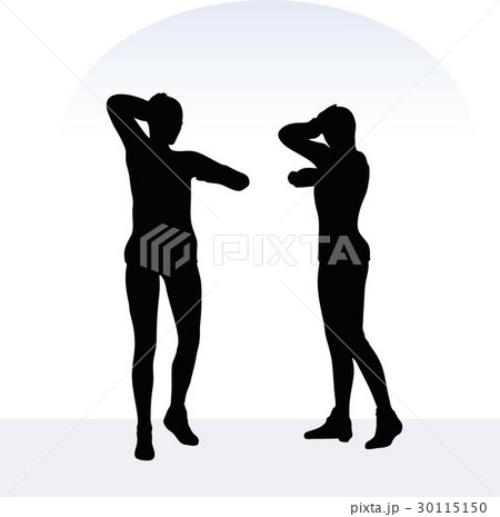 woman in anxious pose on white background 30115150