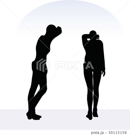 woman in anxious pose on white background 30115156