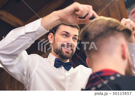 Young Man in Barber Shop Hair Care Service Concept 30115657