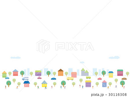 素材-街並み,車,こども 素材-街並み,車,こども 30116308