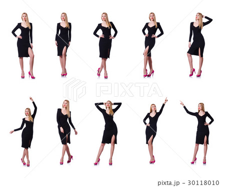 The woman in black dress in fashion concept on 30118010