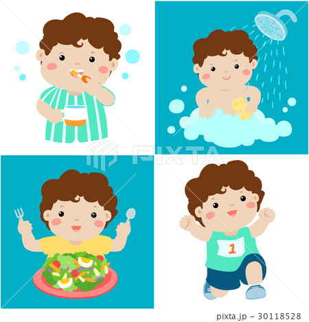 Daily healthy routine for boy cartoon vector Daily healthy routine for boy cartoon vector 30118528