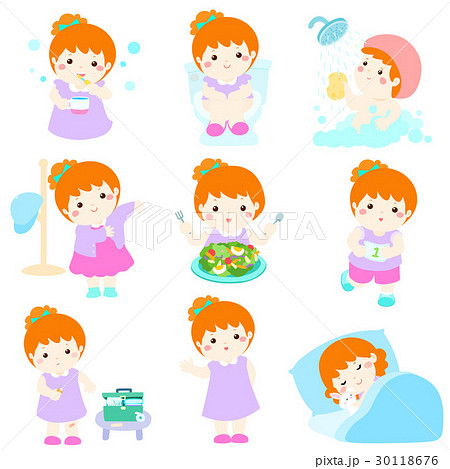 Healthy hygiene for girl cartoon vector 30118676