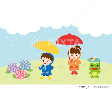 梅雨イメージ こどもたち 梅雨イメージ こどもたち 30118882
