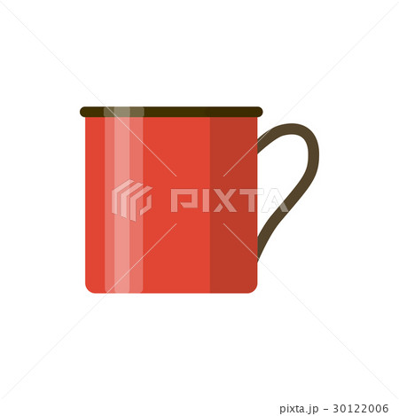 Camping red enamel mug isolated on white 30122006