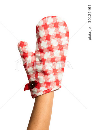 Oven protective mitten with woman hand Oven protective mitten with woman hand 30122465