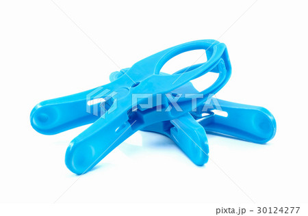 Plastic clamp on white background. Plastic clamp on white background. 30124277