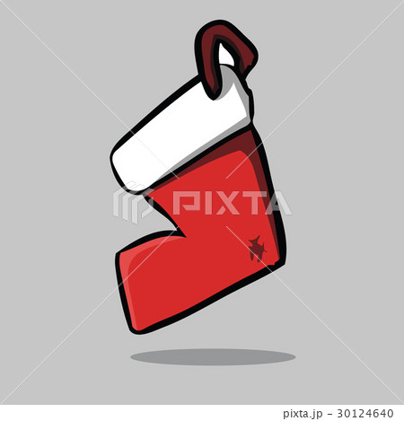 Red present with green bow, vector illustration. 30124640