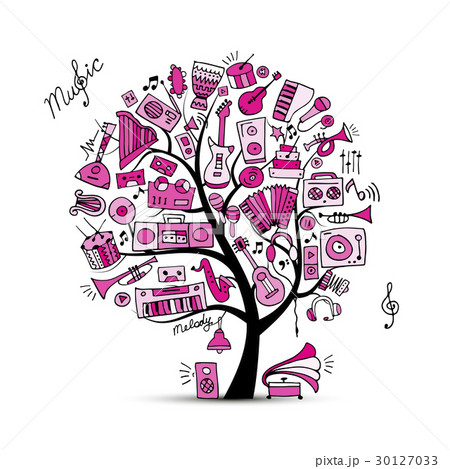 Music instruments tree, sketch for your design Music instruments tree, sketch for your design 30127033