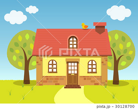 赤い屋根の家のイラスト素材