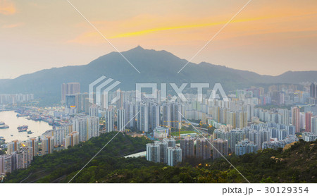 Hong Kong Tuen Mun skyline and South China sea 30129354