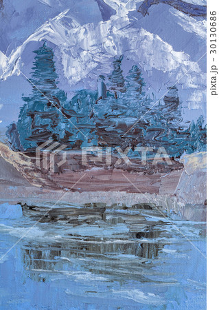 Mountain landscape with oil paints 30130686