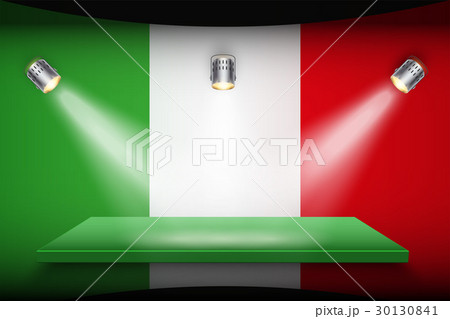 Flag of Italy and platform with spotlights 30130841