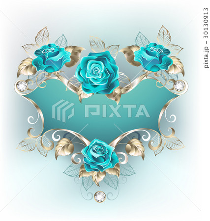 Banner with turquoise roses 30130913