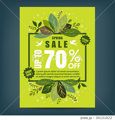 Spring sale poster template with leaves and frame Spring sale poster template with leaves and frame 30131022