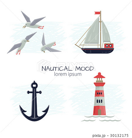 Set of Nautical Vector Pictures Set of Nautical Vector Pictures 30132175