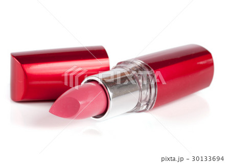 Pink lipstick isolated on white background closeup 30133694