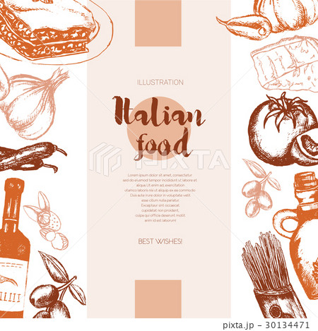 Italian Food - color hand drawn composite banner. Italian Food - color hand drawn composite banner. 30134471