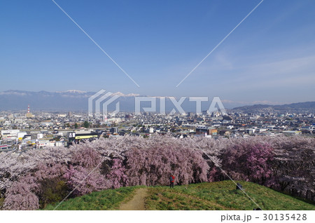 信州 松本の名所 弘法山古墳からの眺め 3世紀築造の古墳は今は桜の名所 信州 松本の名所 弘法山古墳からの眺め 3世紀築造の古墳は今は桜の名所 30135428