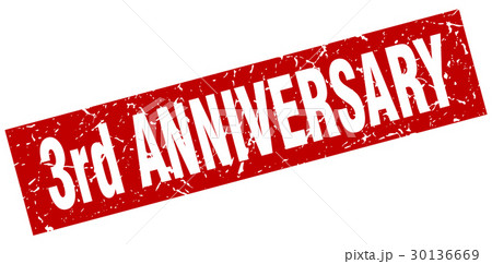 square grunge red 3rd anniversary stamp 30136669