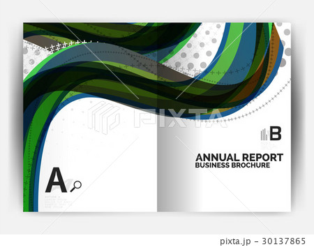Business report cover template wave Business report cover template wave 30137865