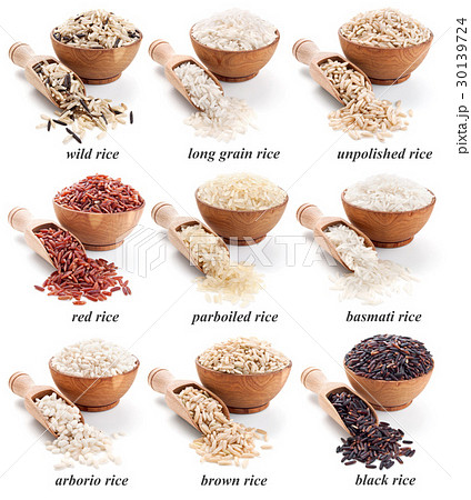 Rice collection isolated on whte 30139724