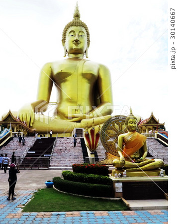 Outdoor huge golden Buddha statue at Wat Muang 30140667