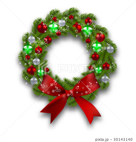 Christmas wreath. Green branch of fir tree with 30143140