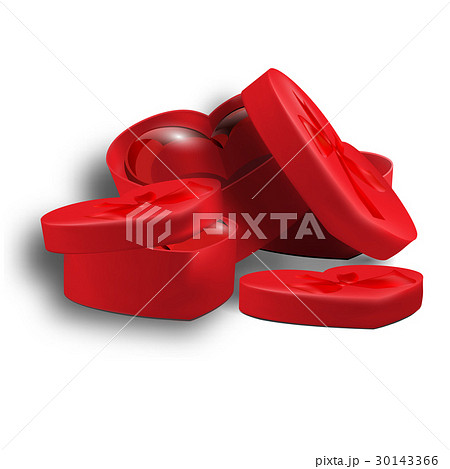 Crystal heart in a gift boxes with a red bow on a 30143366