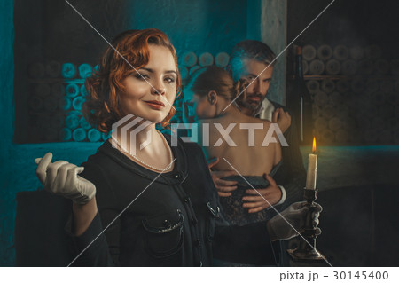 Retro girl with a candle. Retro girl with a candle. 30145400
