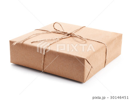 Parcel wrapped with brown packing paper 30146451